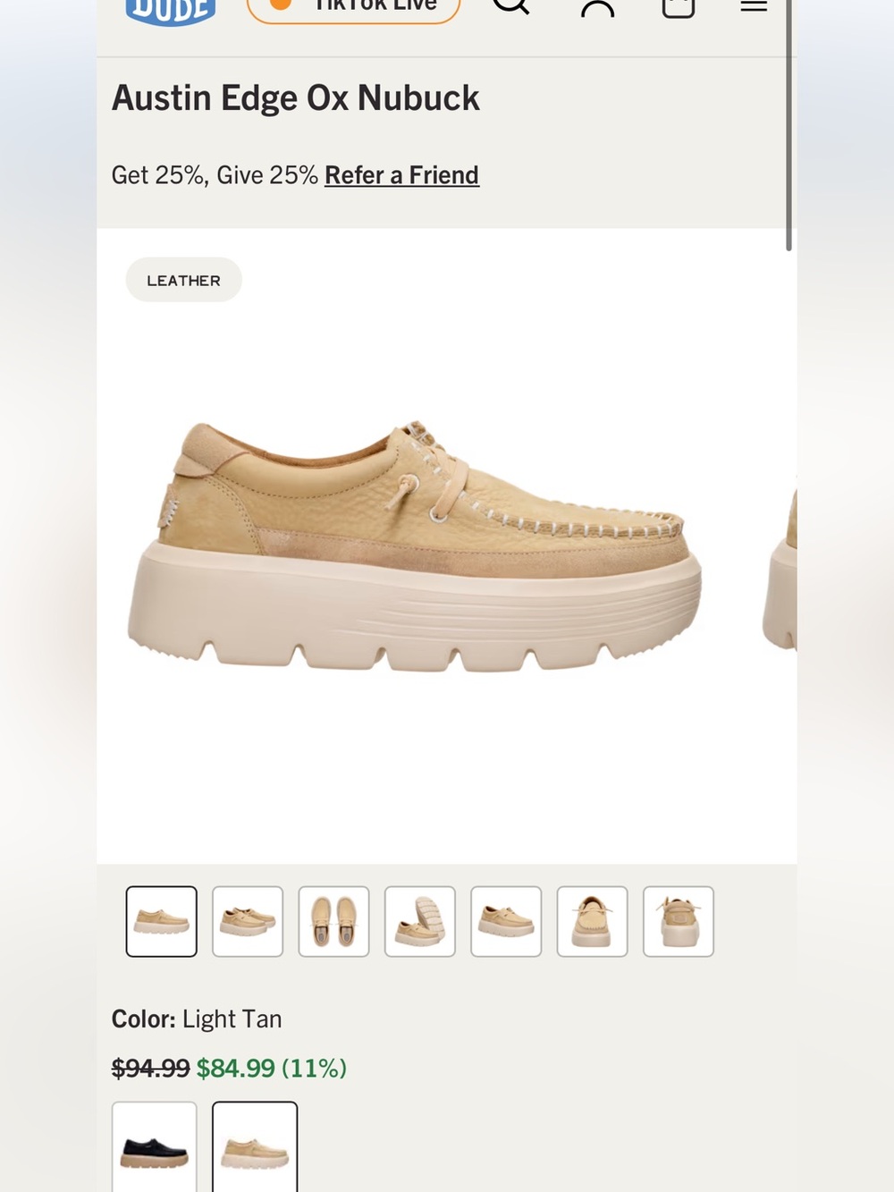 BRAND NEW Hey Dude platform Austin Edge Ox Nubuck Loafers in Tan SIZE 8 - Picture 2 of 15